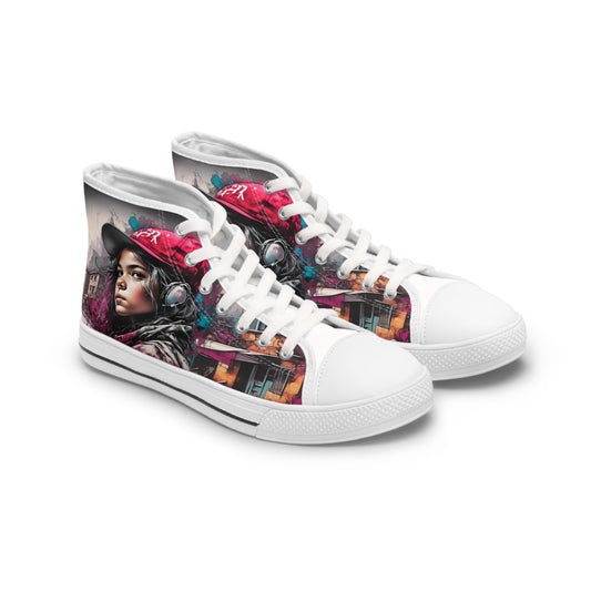 Red Capped Girl in Villiage Women's High Top Sneakers