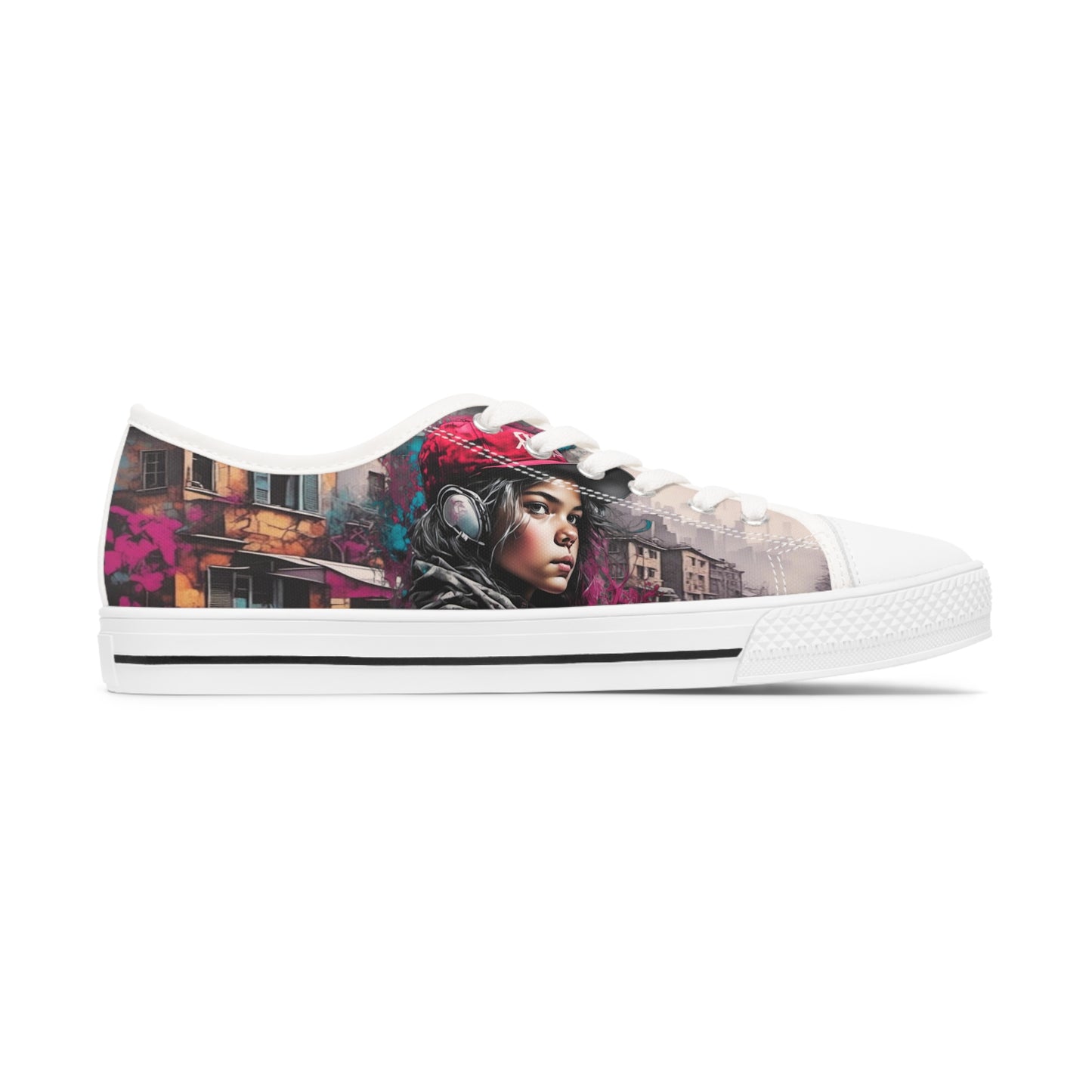 Red Capped Girl in Village Women's Low Top Sneakers