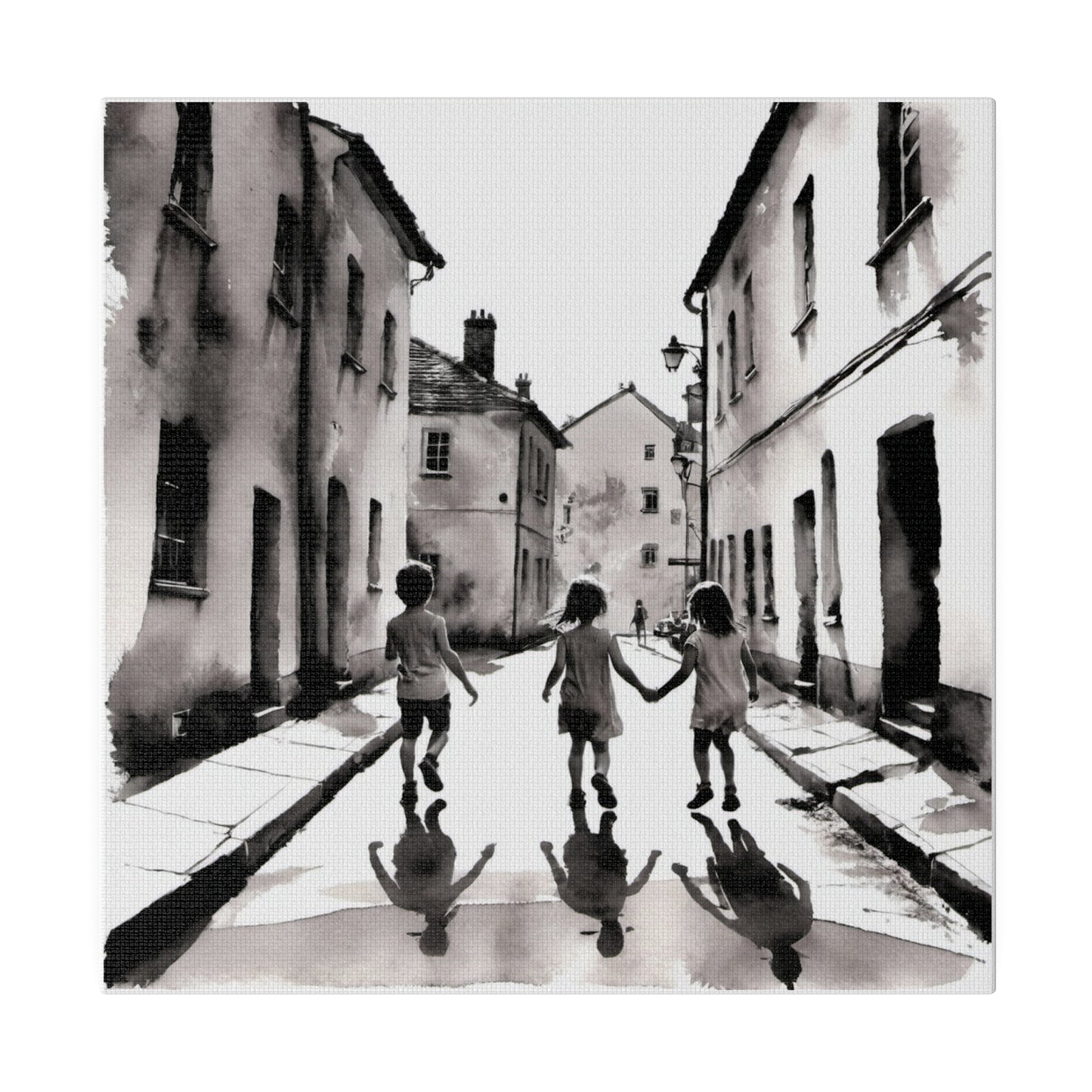 Children Playing in the Street Matte Canvas, Stretched, 0.75" Various Sizes