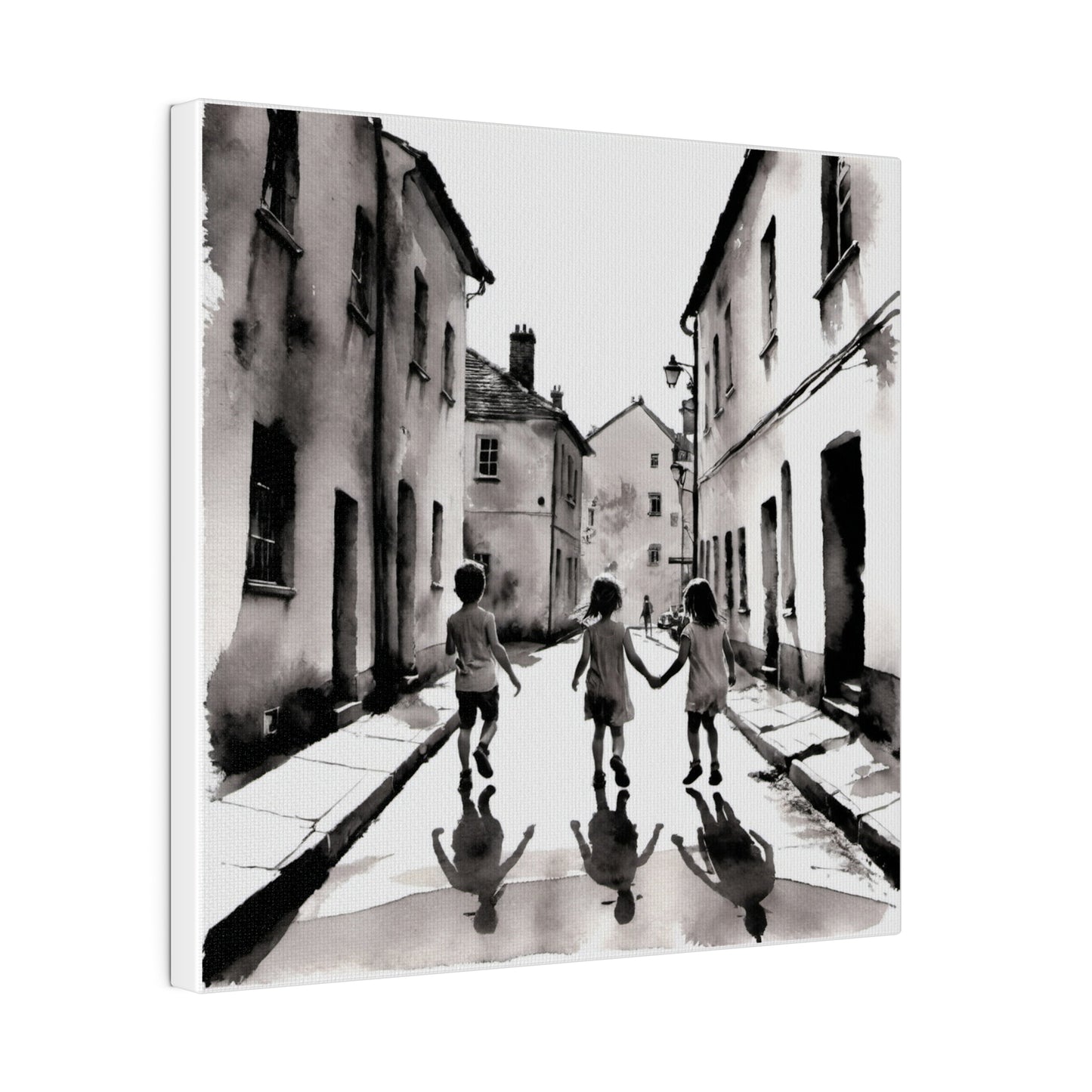 Children Playing in the Street Matte Canvas, Stretched, 0.75" Various Sizes