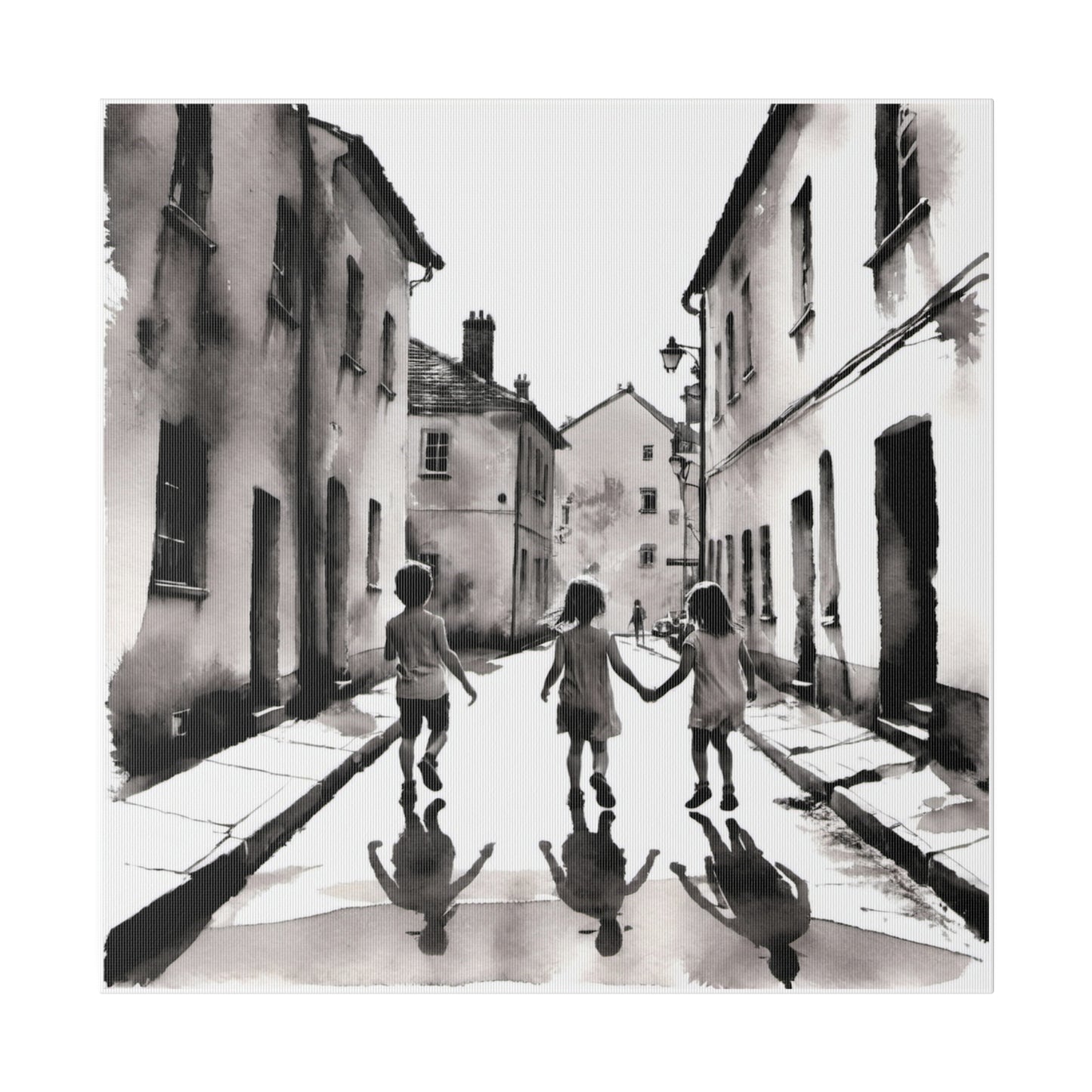 Children Playing in the Street Matte Canvas, Stretched, 0.75" Various Sizes