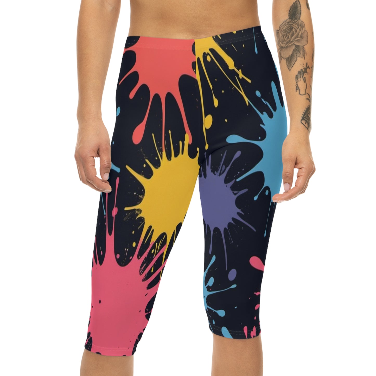 Paint Splatter Revolution Women’s Capri Leggings (AOP)