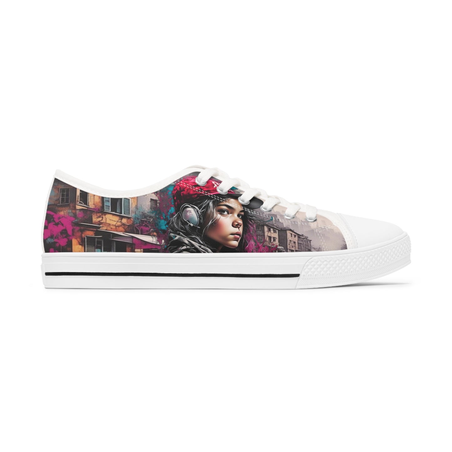 Red Capped Girl in Village Women's Low Top Sneakers