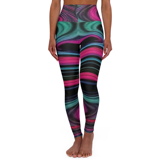 Swirl Pattern Basic High Waisted Yoga Leggings (AOP)