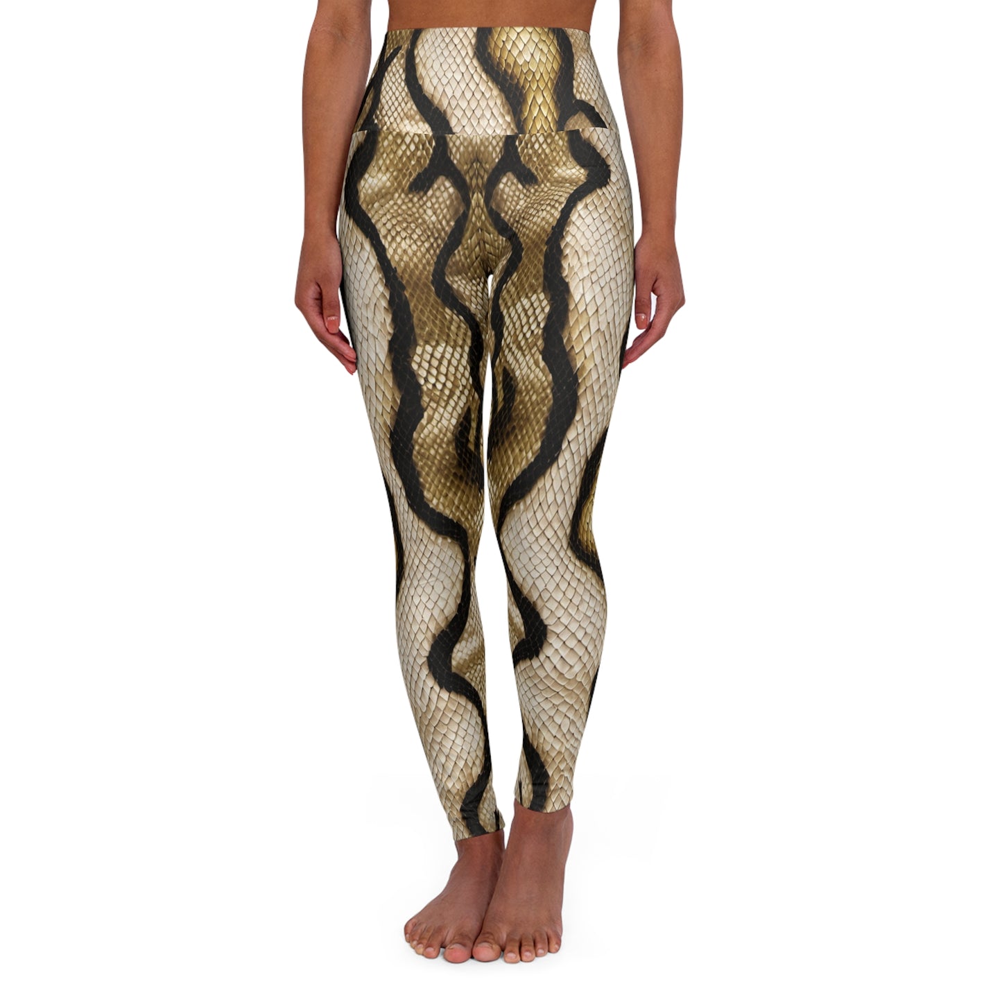 Snake Skin Brown High Waisted Yoga Leggings (AOP)