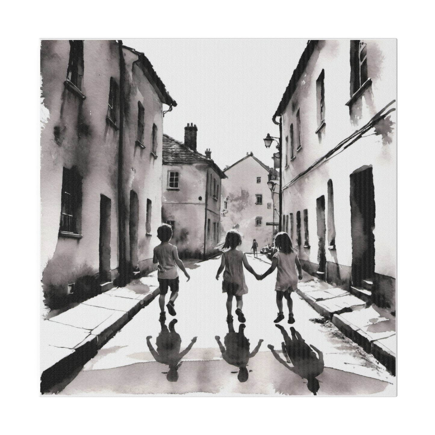 Children Playing in the Street Matte Canvas, Stretched, 0.75" Various Sizes