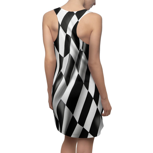 Checkered Flag Women's Cut & Sew Racerback Dress (AOP)