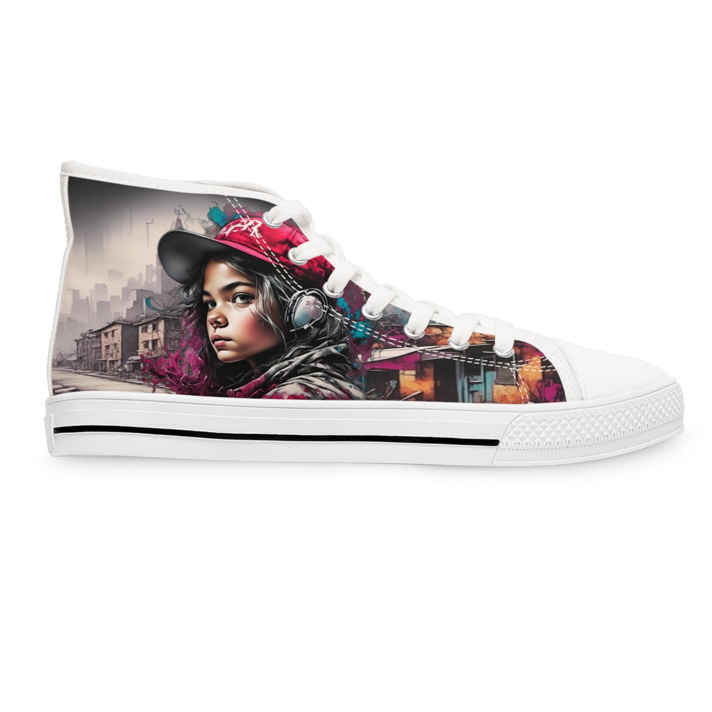 Red Capped Girl in Villiage Women's High Top Sneakers