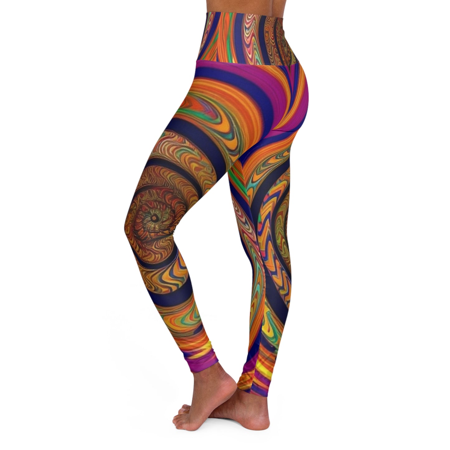 70's Swirl Alpha High Waisted Yoga Leggings (AOP)