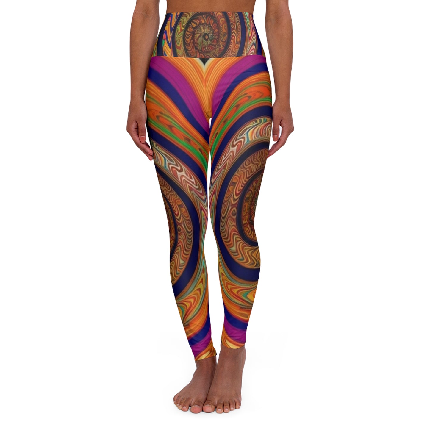 70's Swirl Alpha High Waisted Yoga Leggings (AOP)