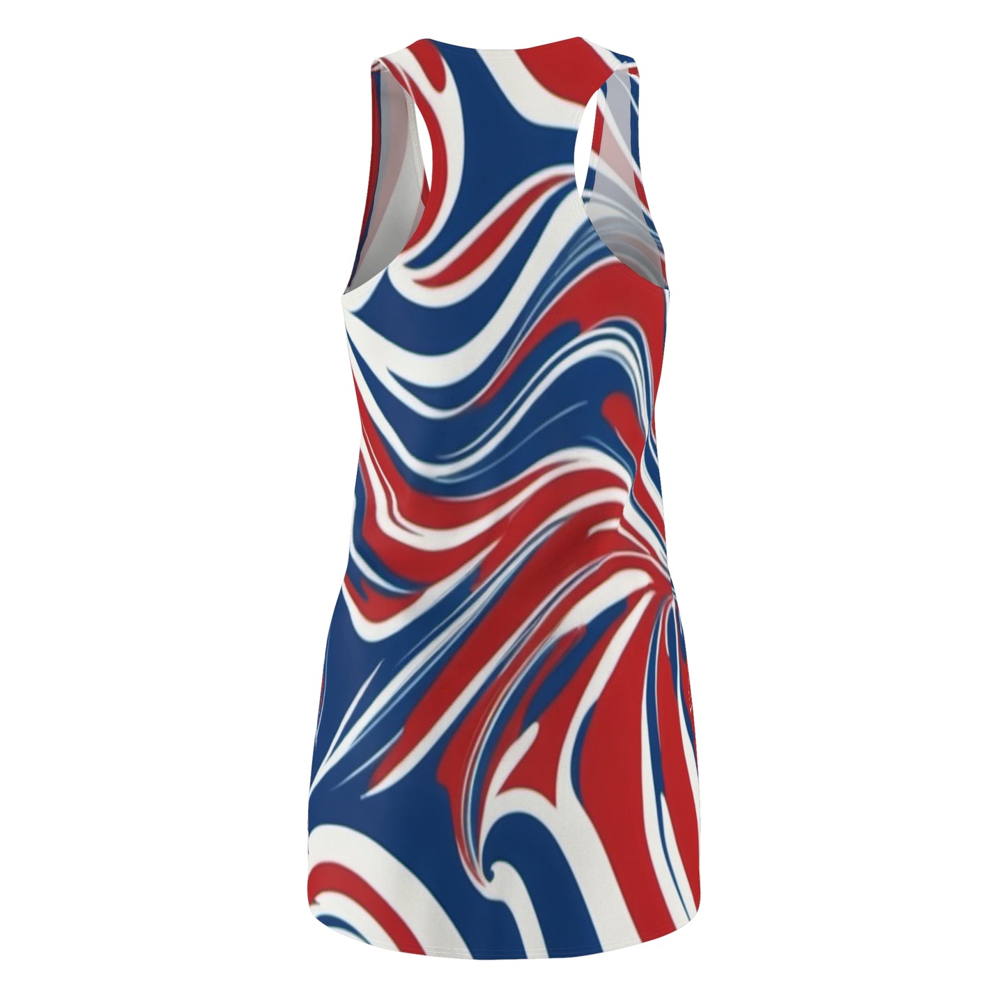 Red, White, Blue Swirl Women's Cut & Sew Racerback Dress (AOP)