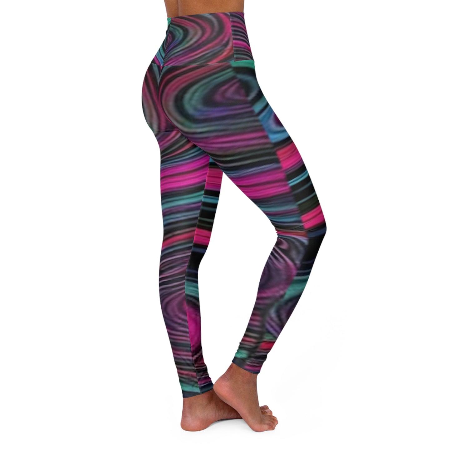 Swirl Pattern Basic High Waisted Yoga Leggings (AOP)