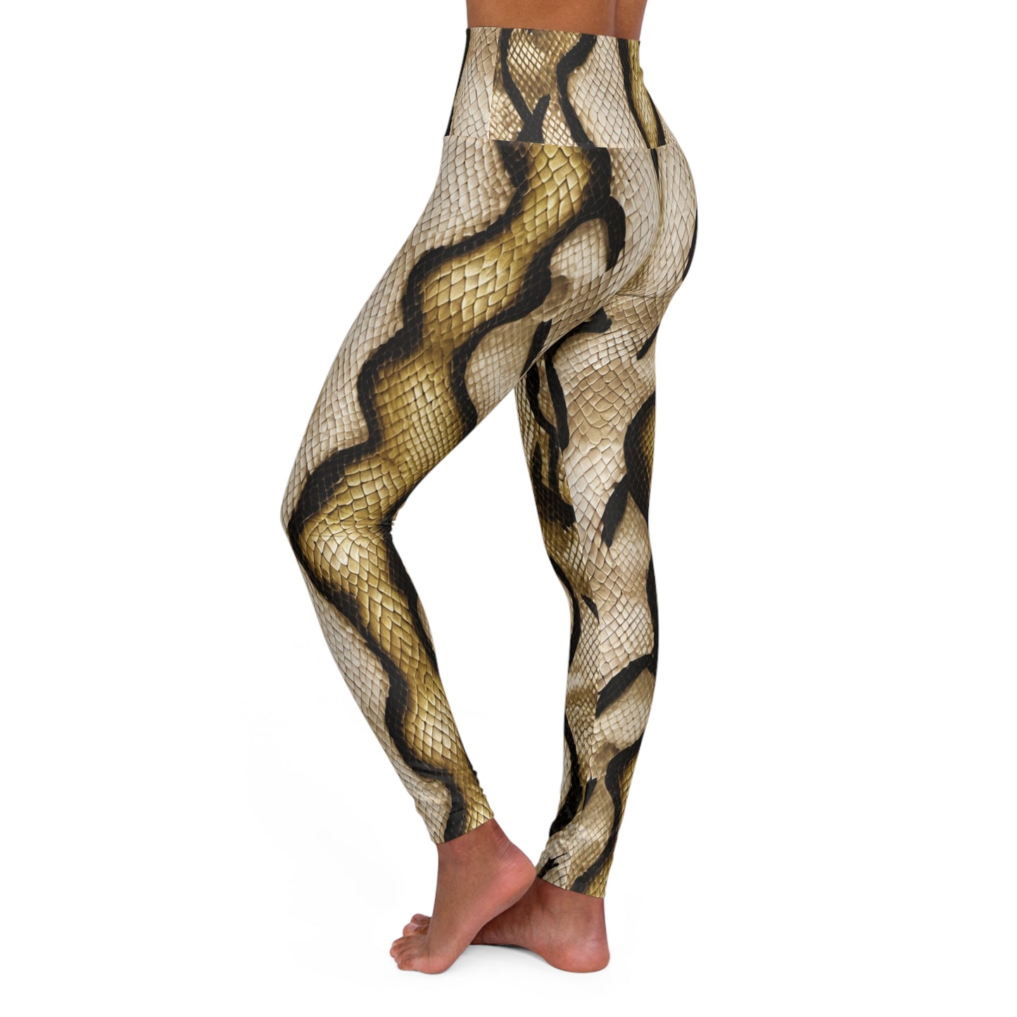 Snake Skin Brown High Waisted Yoga Leggings (AOP)