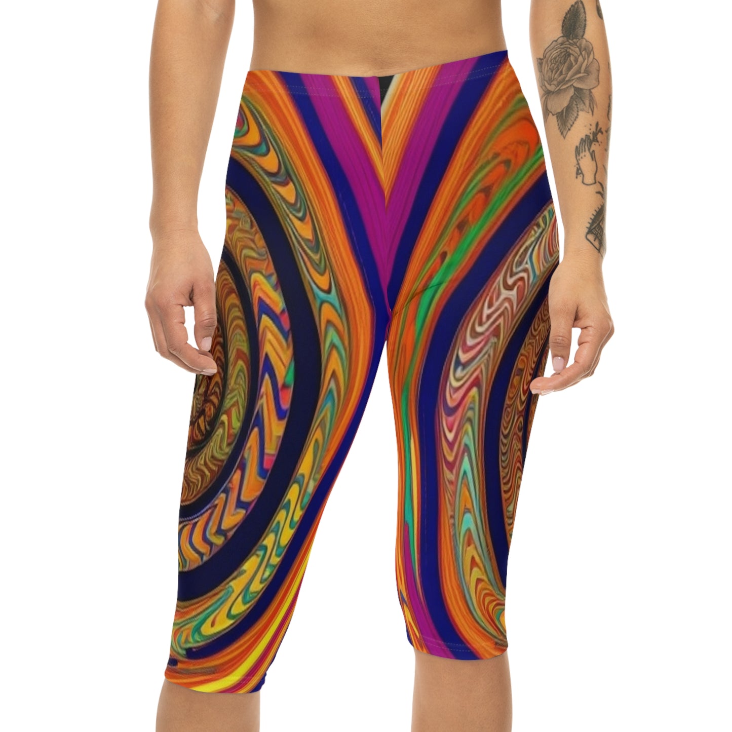 70's Swirl Alpha Women’s Capri Leggings (AOP)