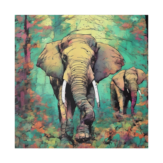 Elephants Walking Through Forest Matte Canvas, Stretched, 0.75" - Various Sizes