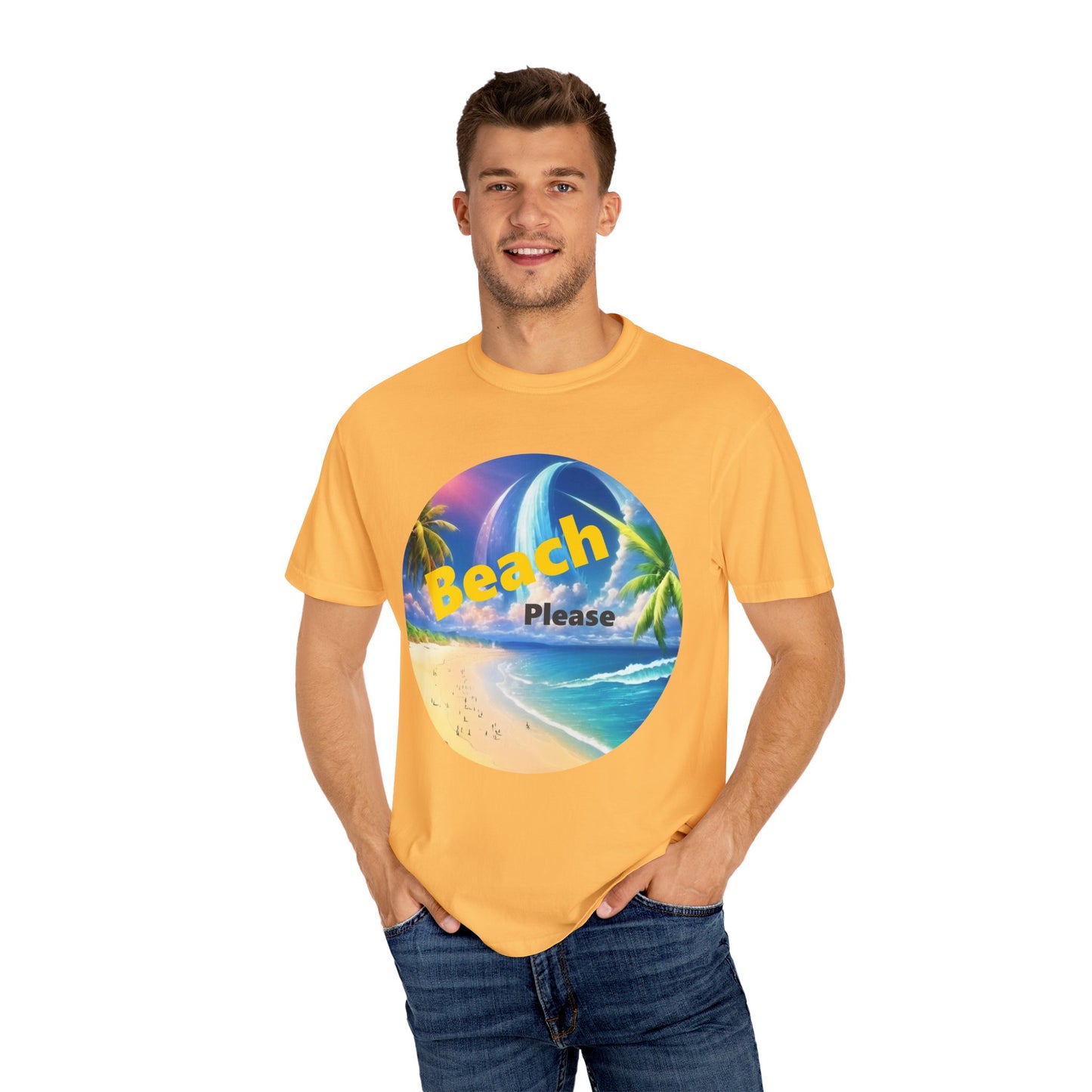 Beach Please Funny Garment-Dyed T-shirt