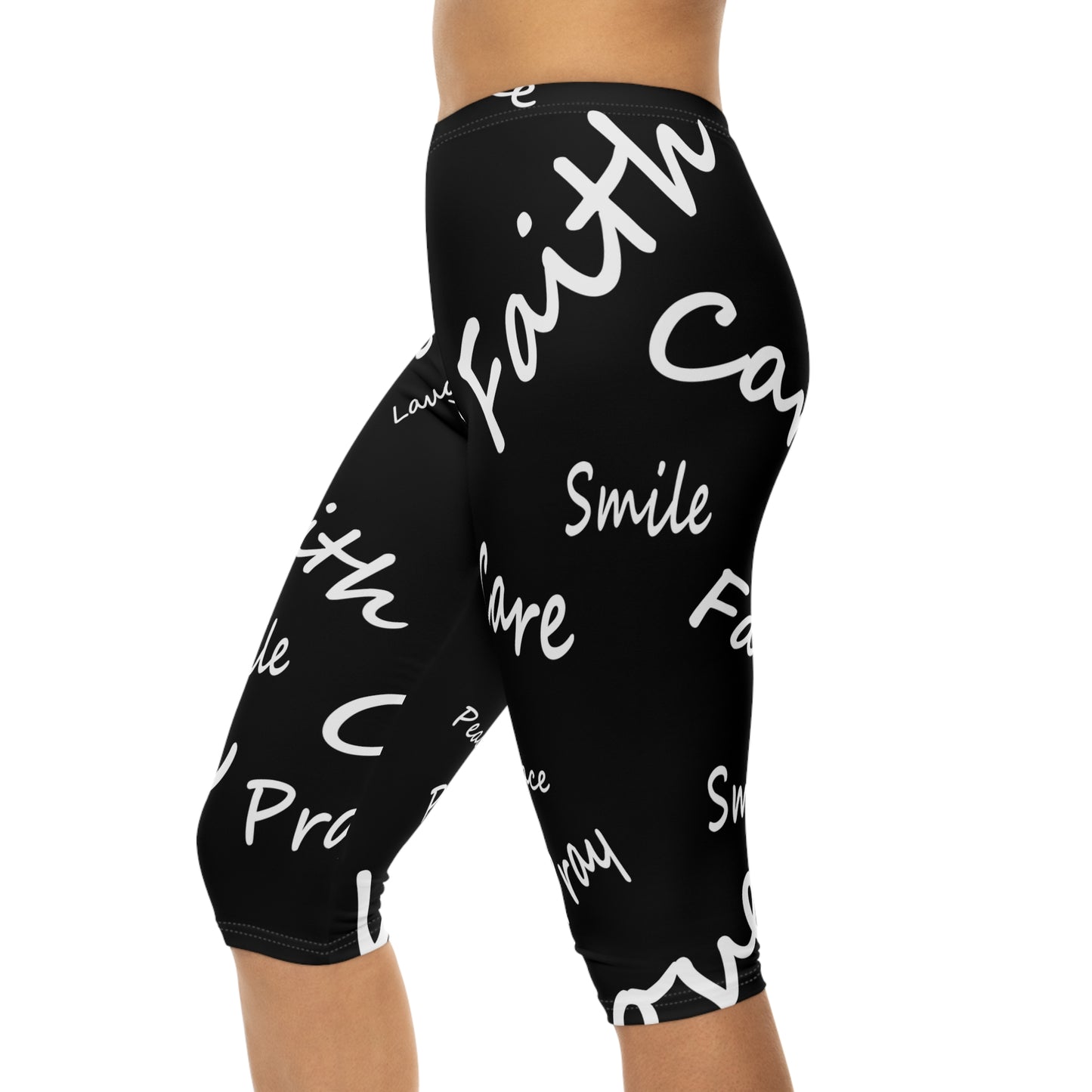 Faith, Love, Peace, Pray Women’s Capri Leggings (AOP)