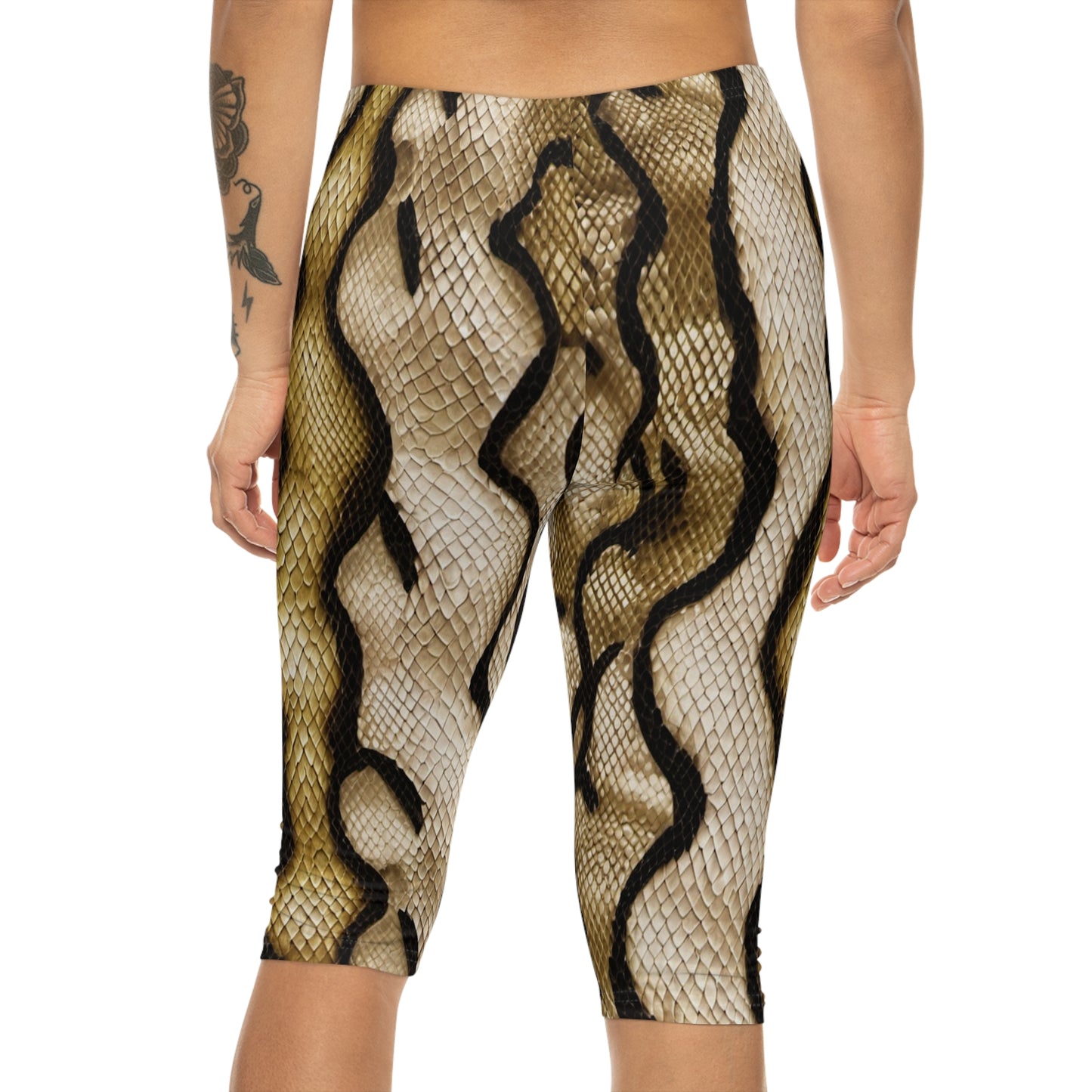 Snake Skin Brown Women’s Capri Leggings (AOP)