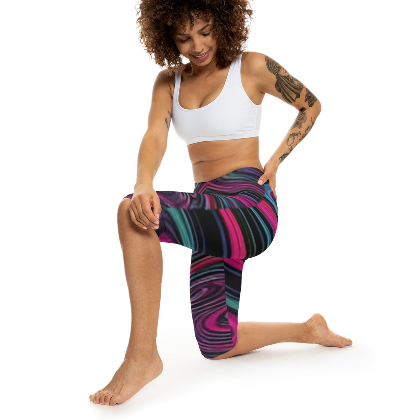 Swirl Pattern Basic Women’s Capri Leggings (AOP)