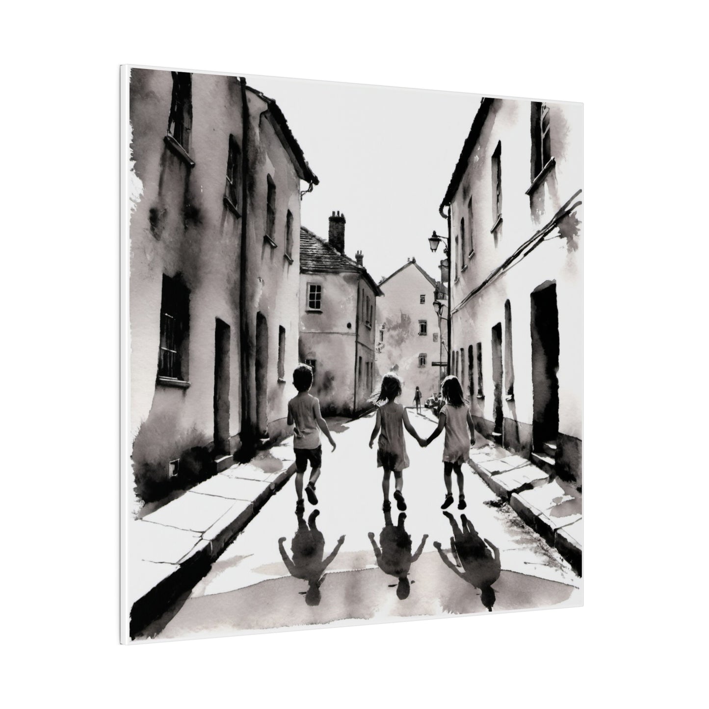 Children Playing in the Street Matte Canvas, Stretched, 0.75" Various Sizes