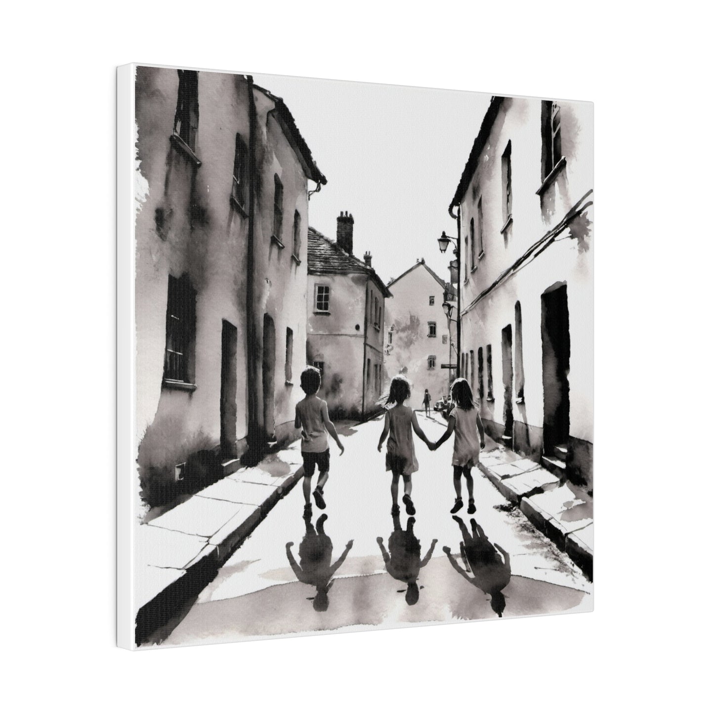 Children Playing in the Street Matte Canvas, Stretched, 0.75" Various Sizes