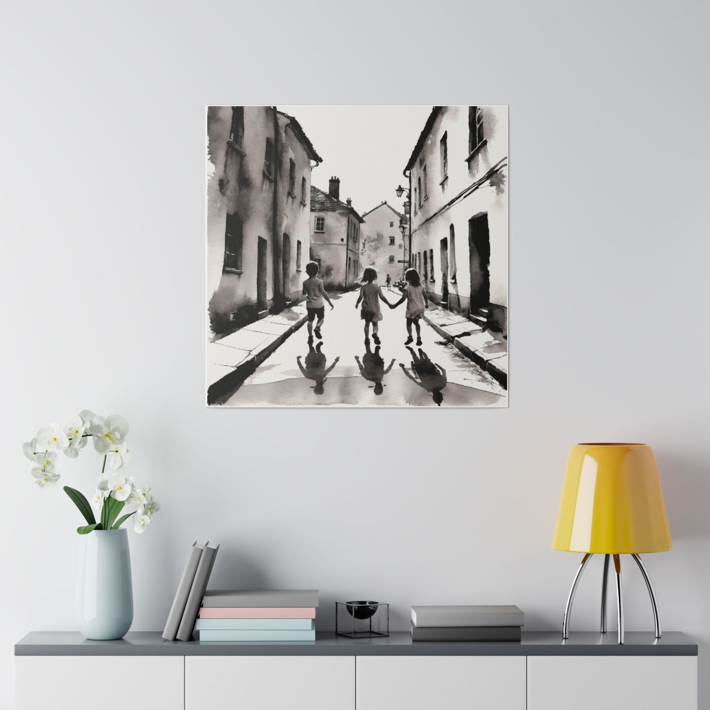 Children Playing in the Street Matte Canvas, Stretched, 0.75" Various Sizes