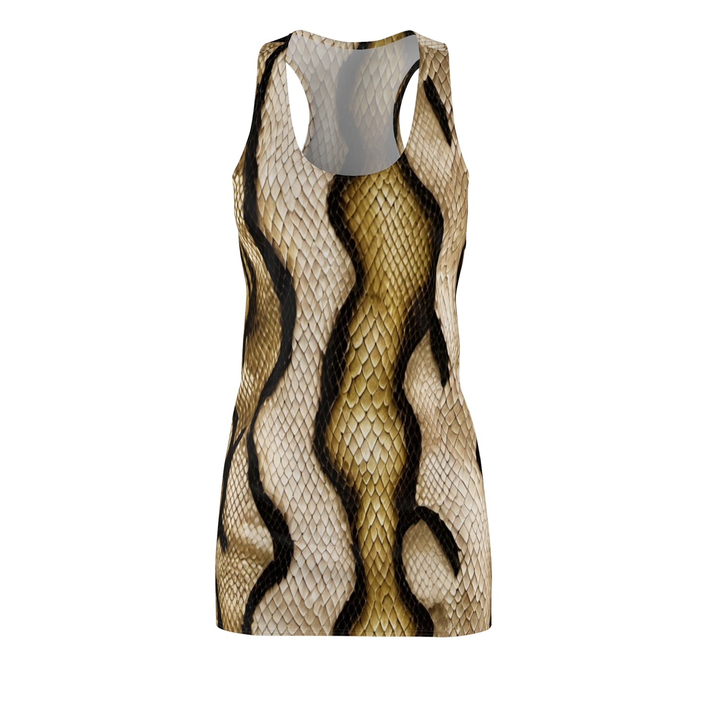 Brown Snake Women's Cut & Sew Racerback Dress (AOP)