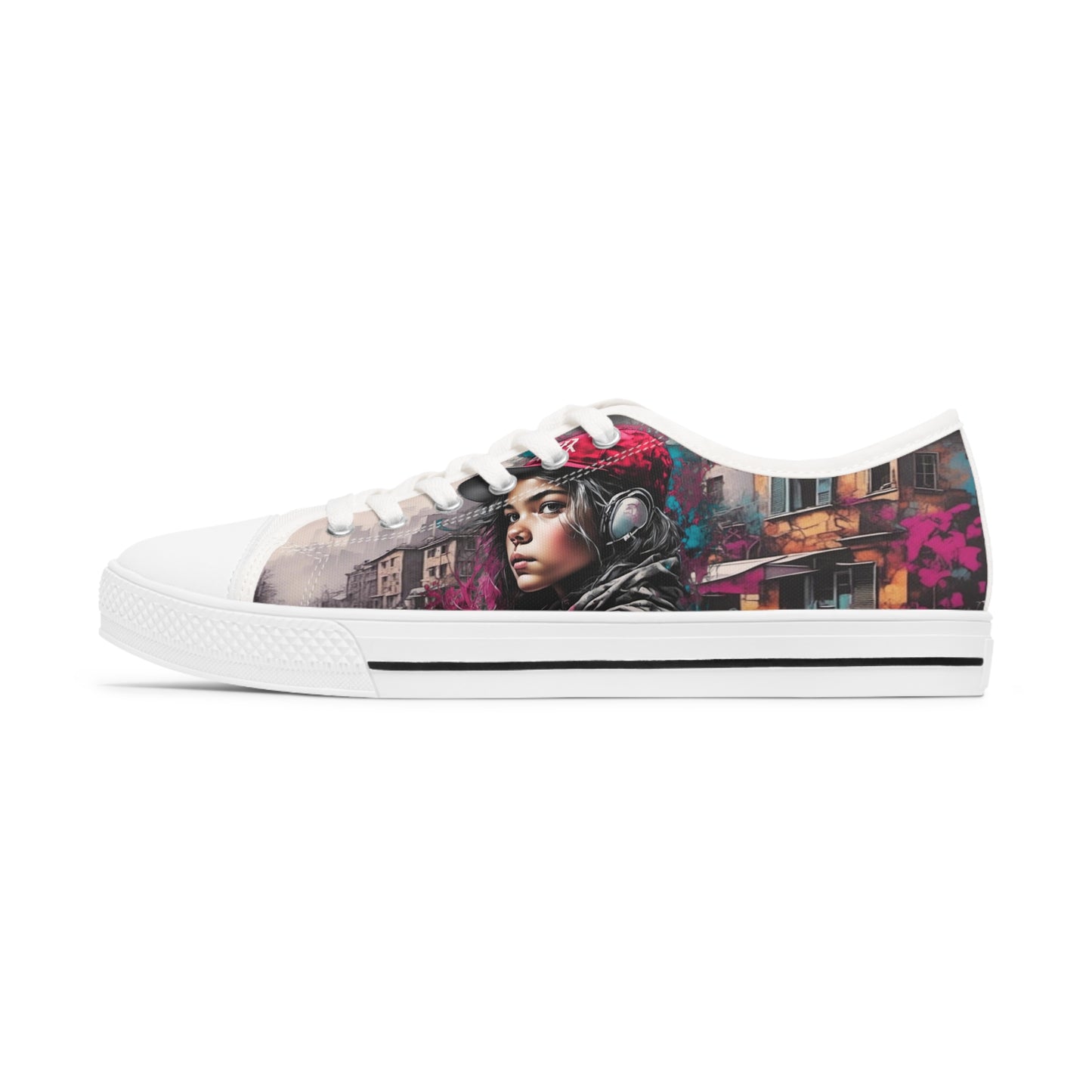 Red Capped Girl in Village Women's Low Top Sneakers