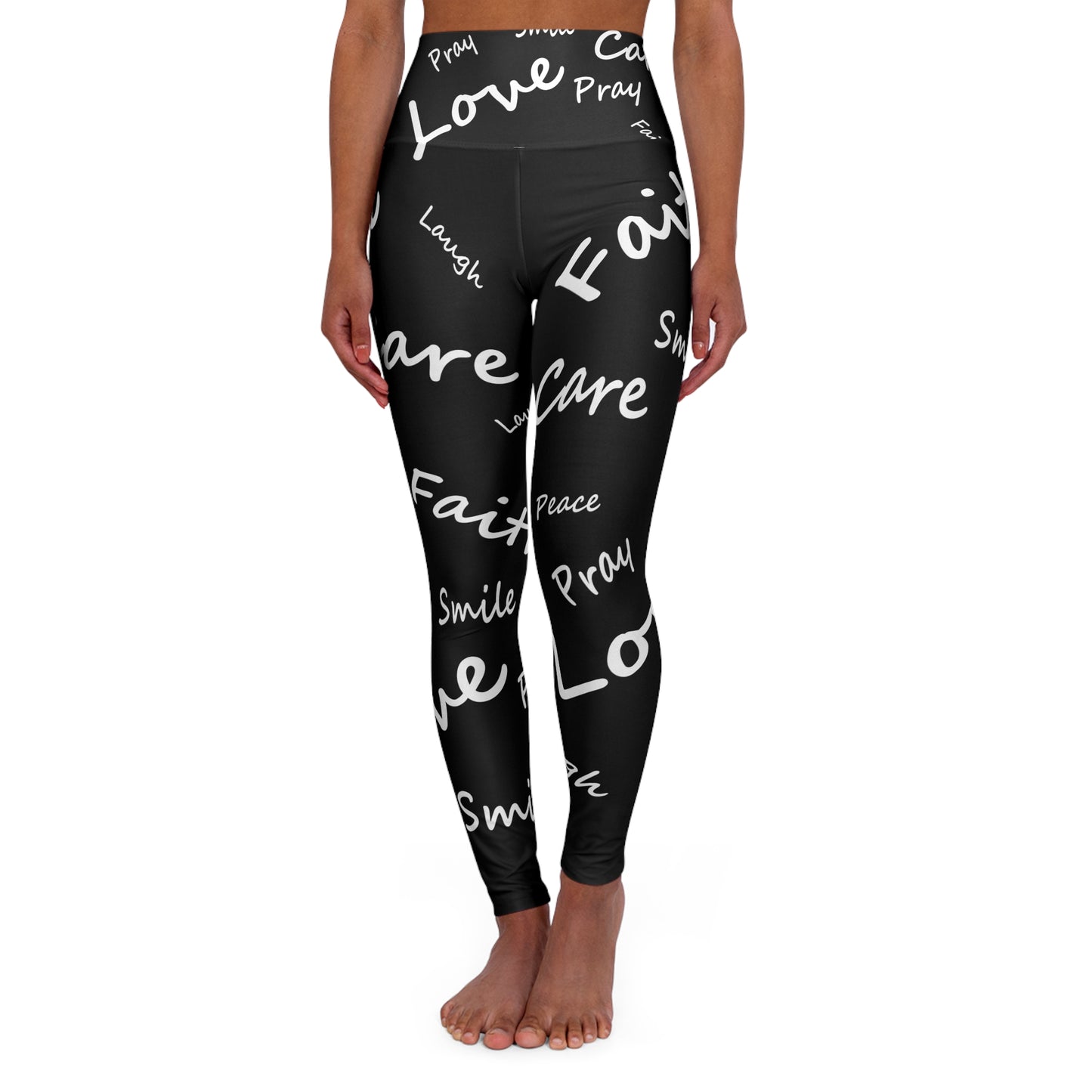 Faith, Love, Peace, Pray High Waisted Yoga Leggings (AOP)