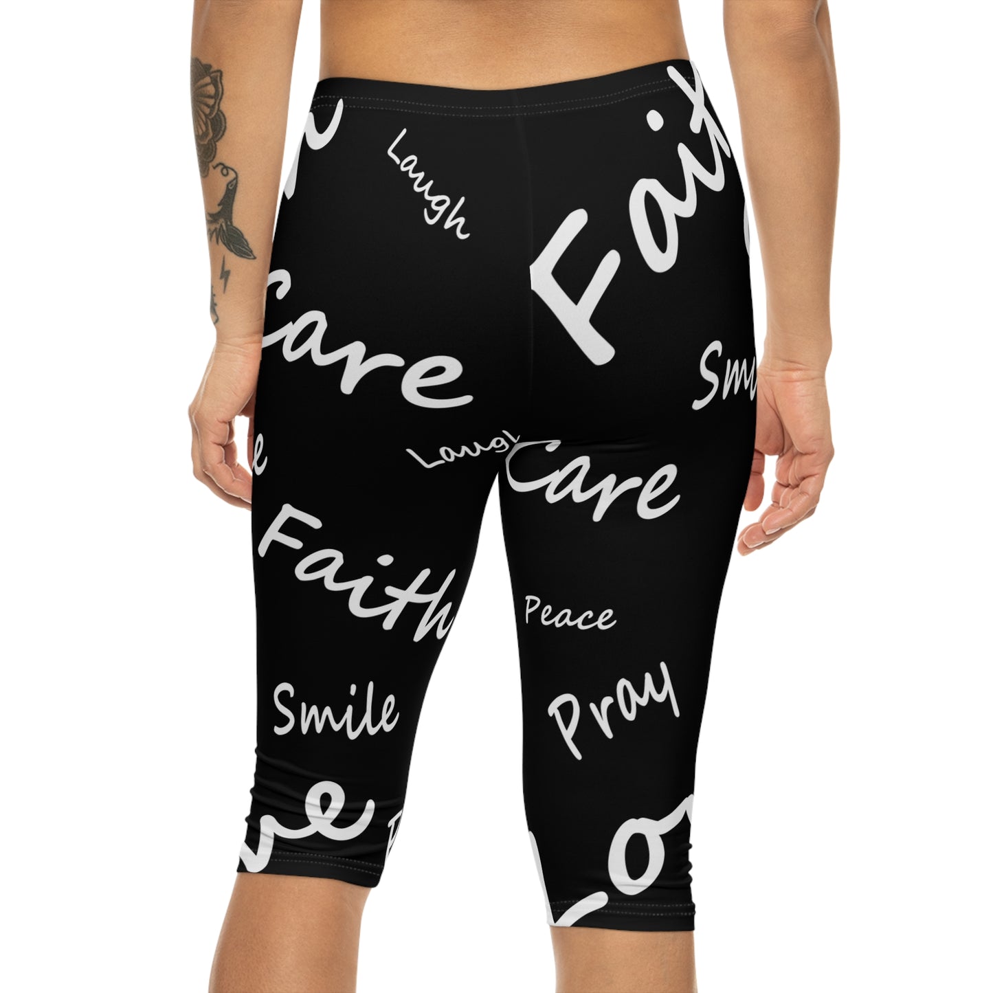 Faith, Love, Peace, Pray Women’s Capri Leggings (AOP)