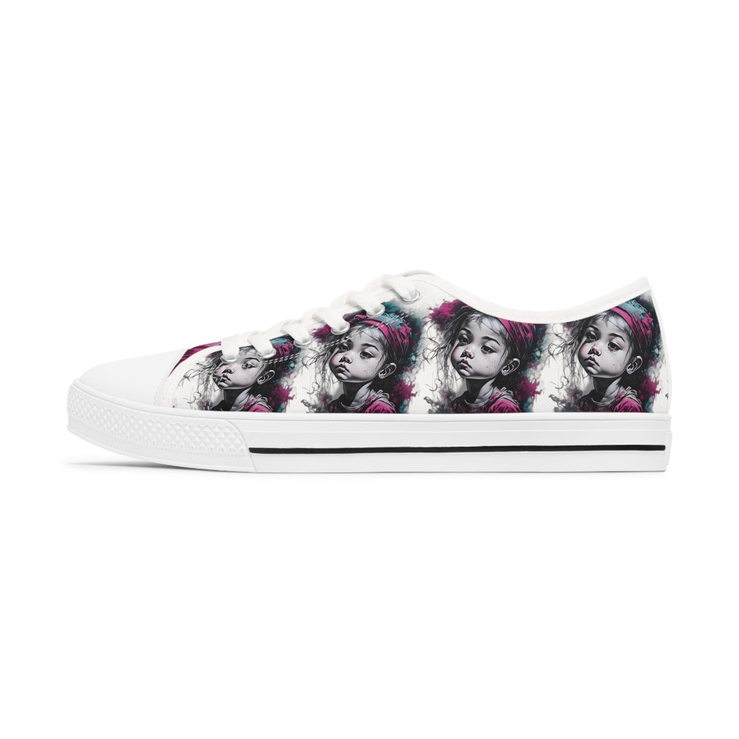 Sad Little Girl Artistic Women's Low Top Sneakers