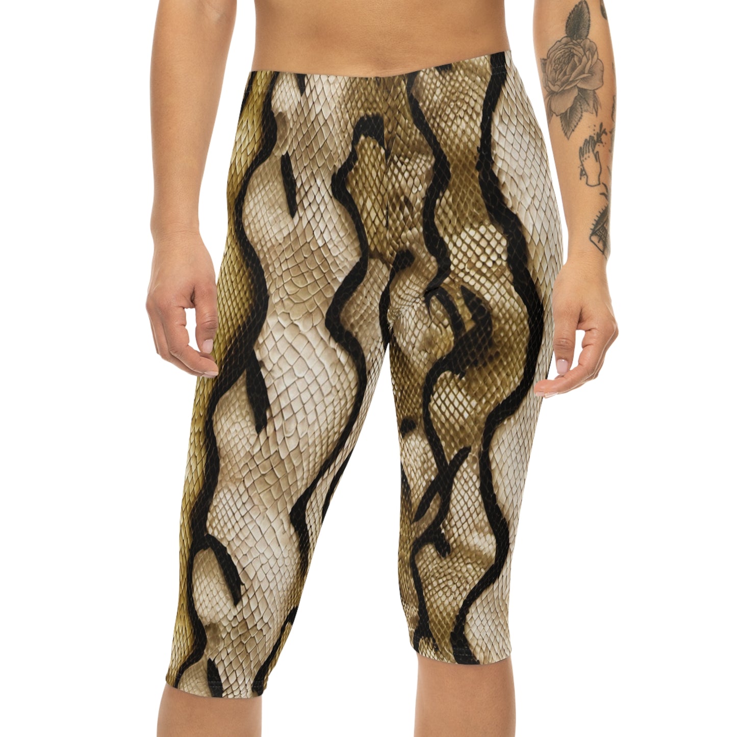 Snake Skin Brown Women’s Capri Leggings (AOP)