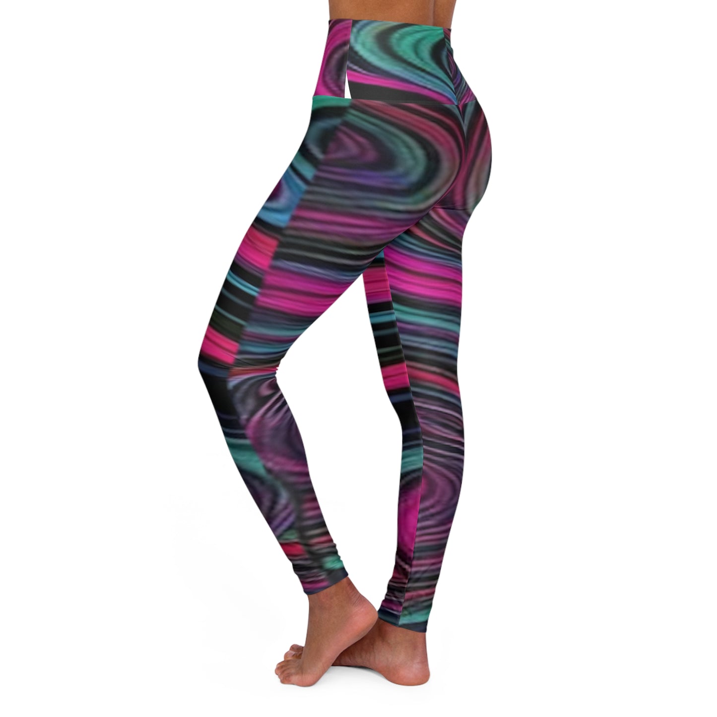 Swirl Pattern Basic High Waisted Yoga Leggings (AOP)