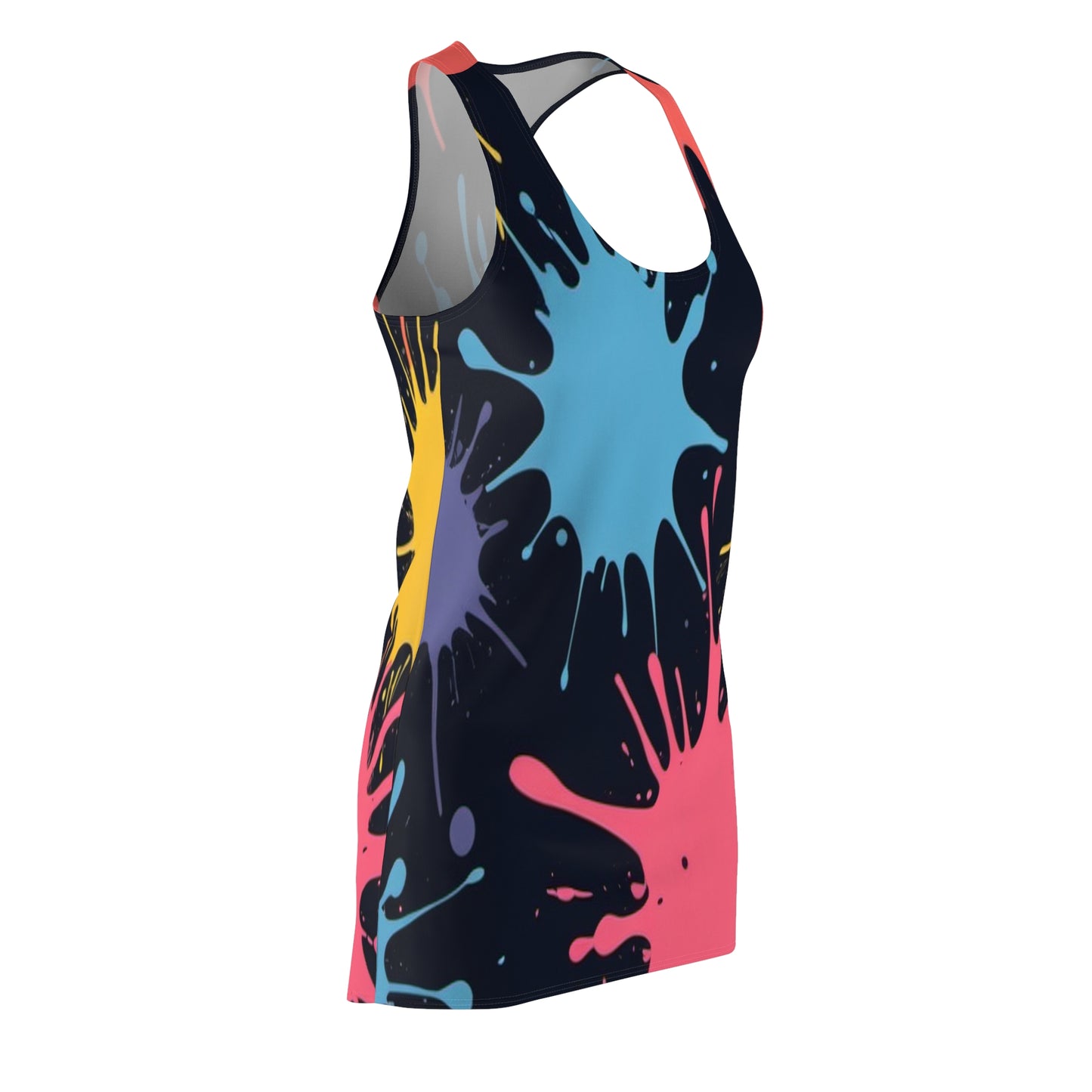 Paint Splatter Women's Cut & Sew Racerback Dress (AOP)