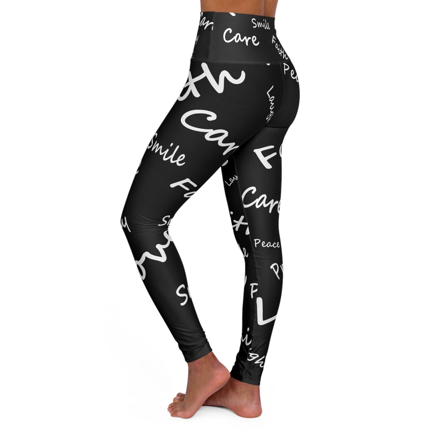 Faith, Love, Peace, Pray High Waisted Yoga Leggings (AOP)