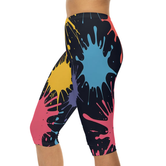 Paint Splatter Revolution Women’s Capri Leggings (AOP)