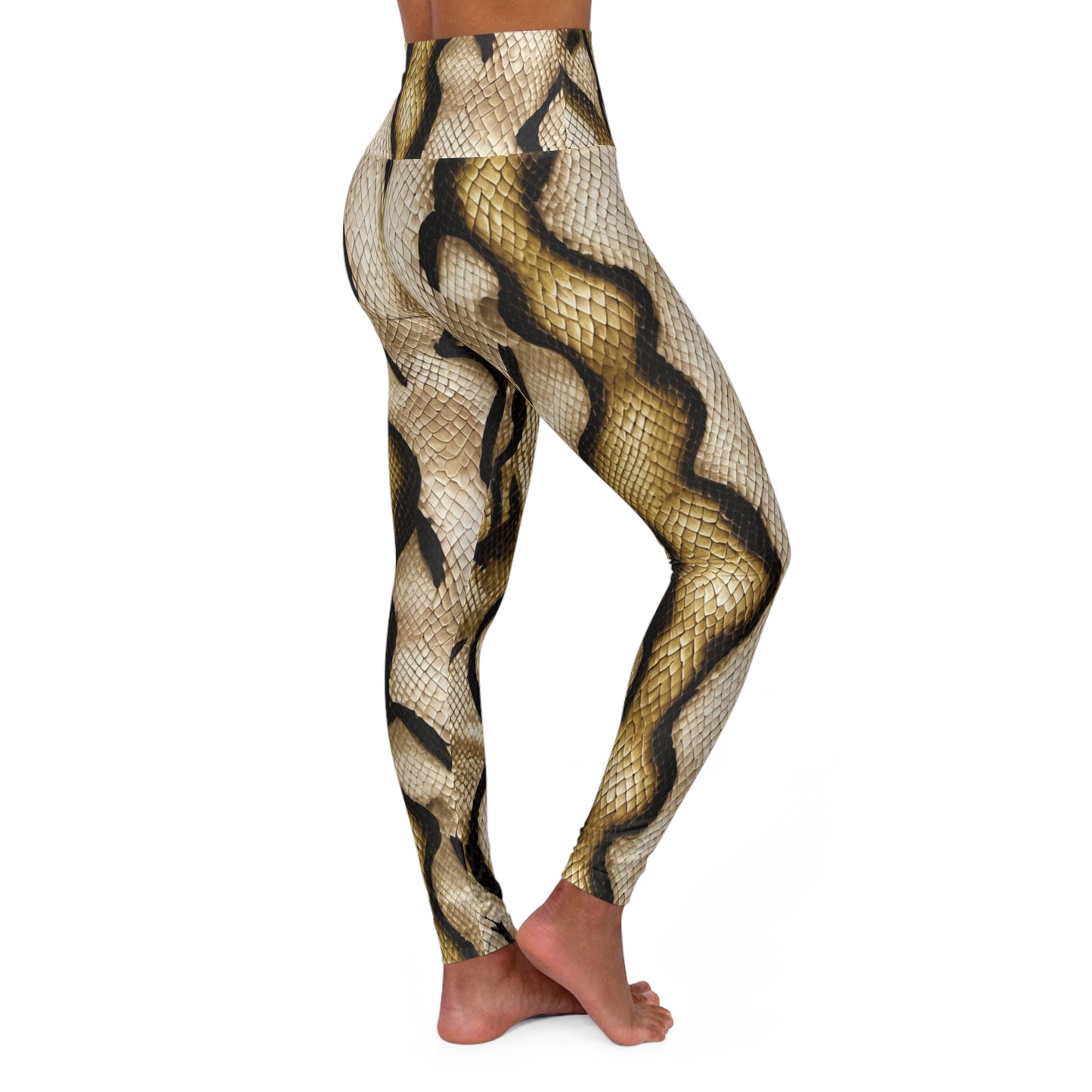 Snake Skin Brown High Waisted Yoga Leggings (AOP)