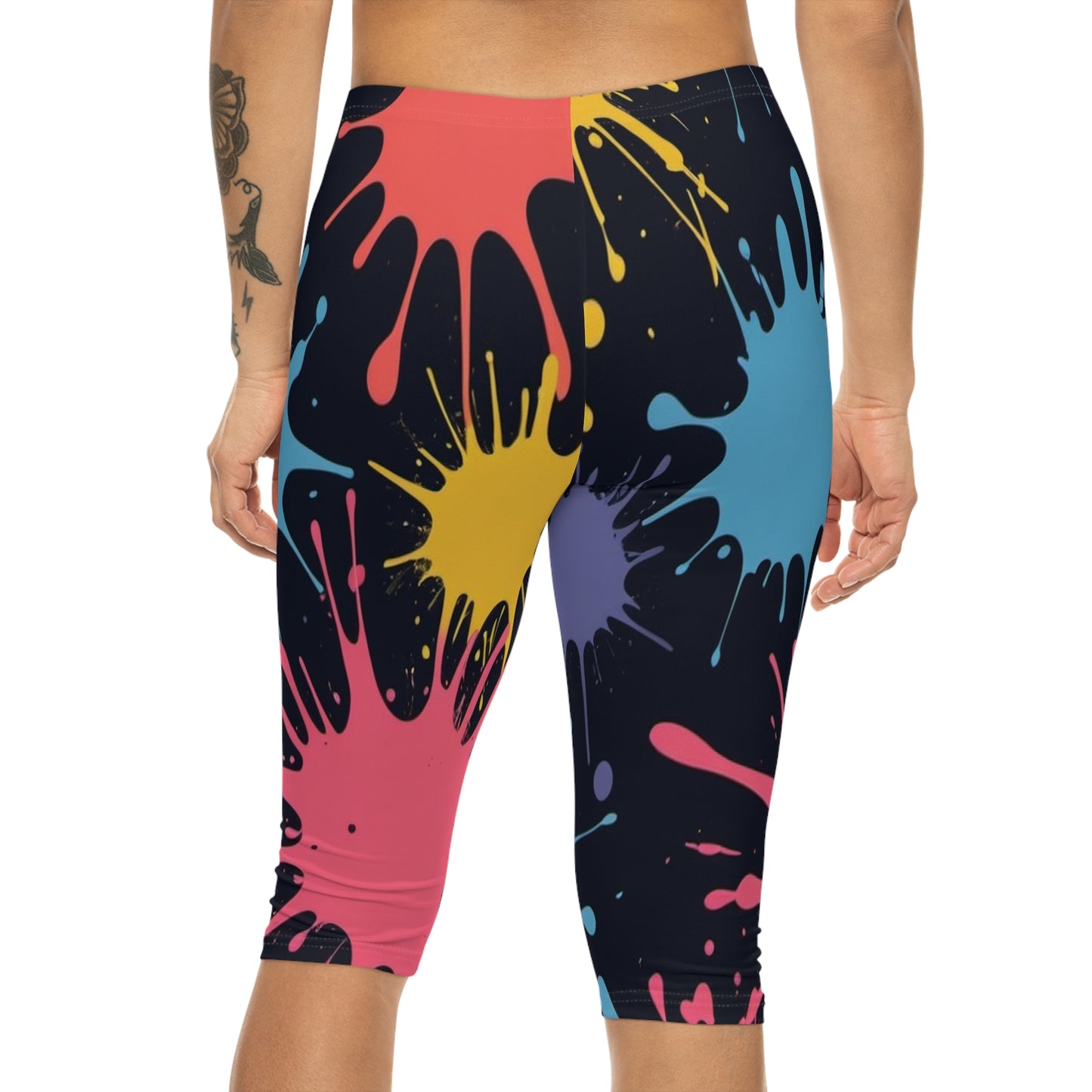 Paint Splatter Revolution Women’s Capri Leggings (AOP)