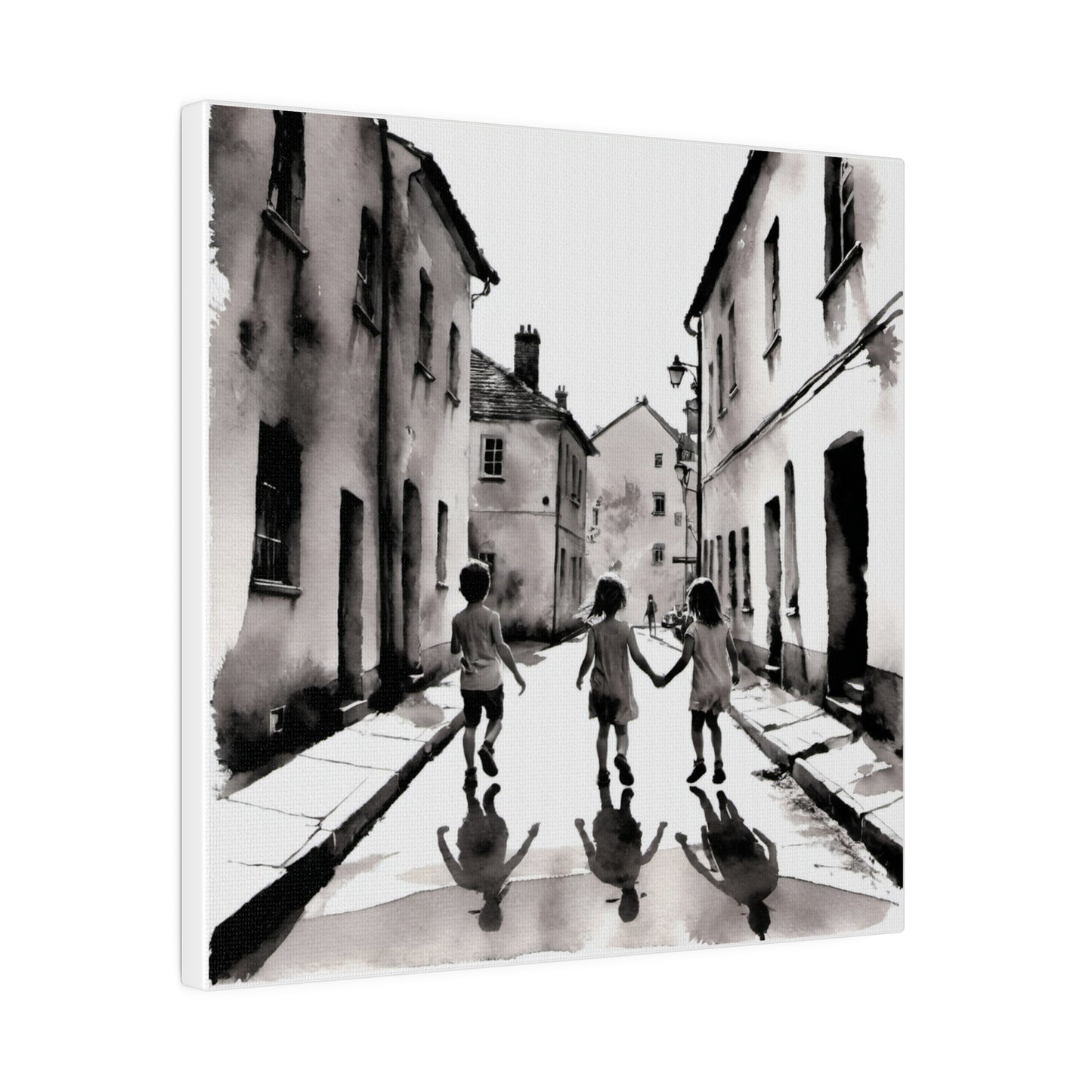 Children Playing in the Street Matte Canvas, Stretched, 0.75" Various Sizes