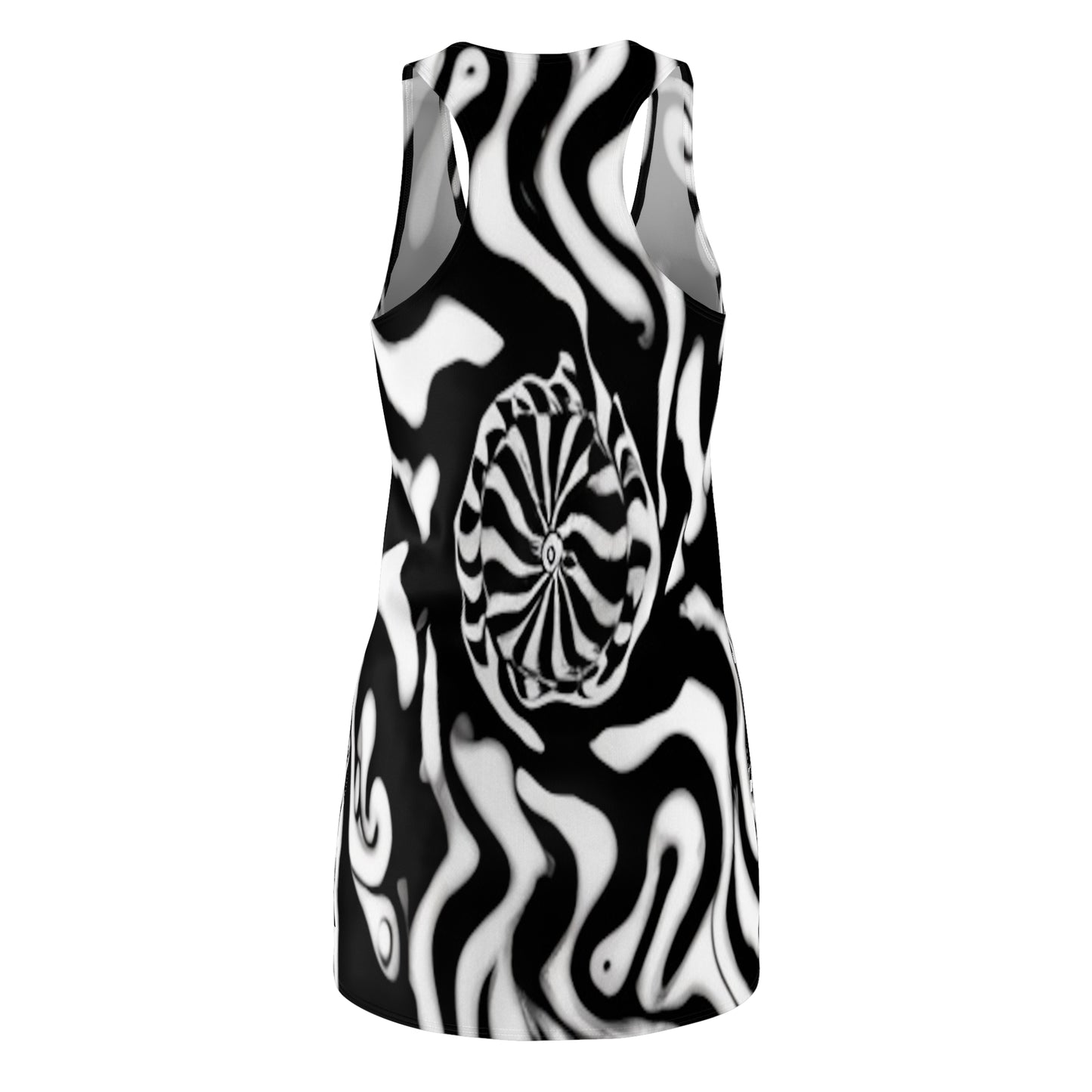 Black and White Women's Cut & Sew Racerback Dress (AOP)