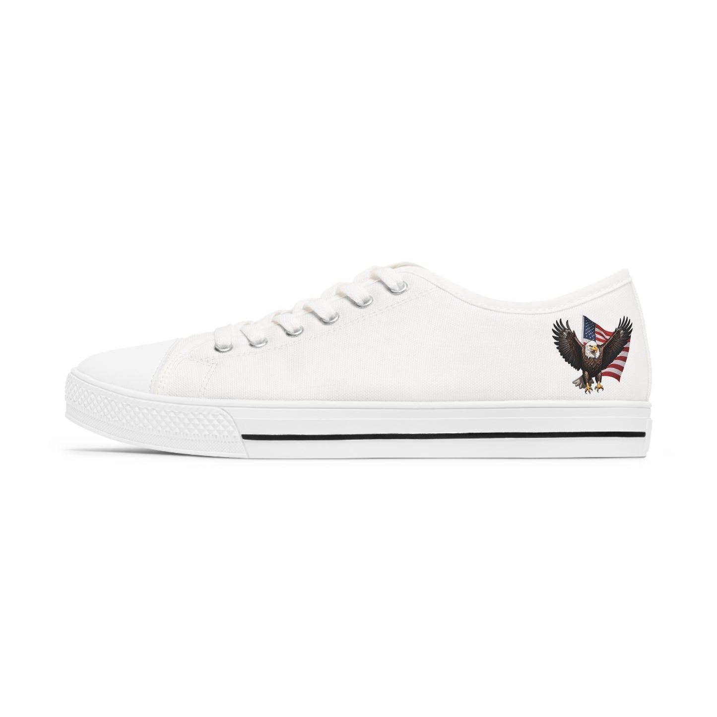 USA Flag and American Eagle Women's Low Top Sneakers