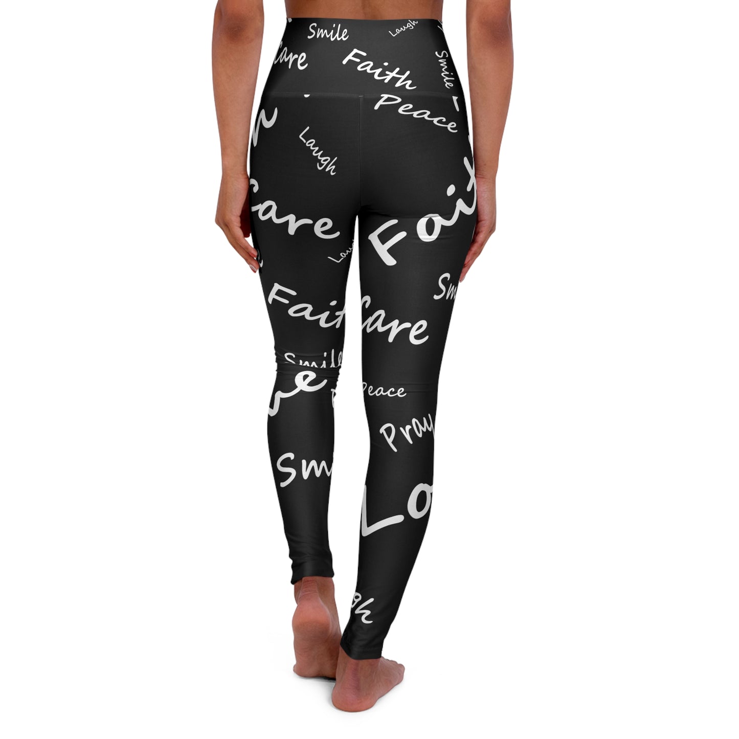 Faith, Love, Peace, Pray High Waisted Yoga Leggings (AOP)