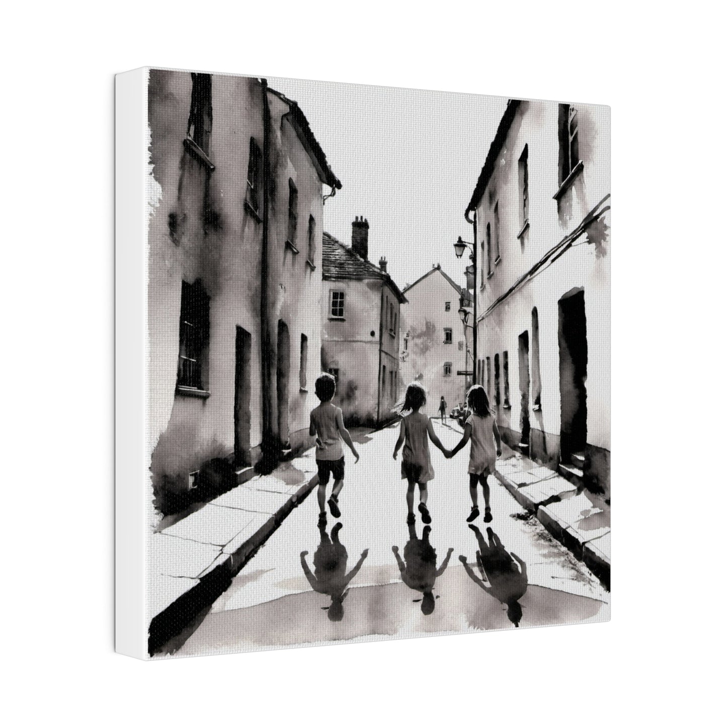 Children Playing in the Street Matte Canvas, Stretched, 0.75" Various Sizes