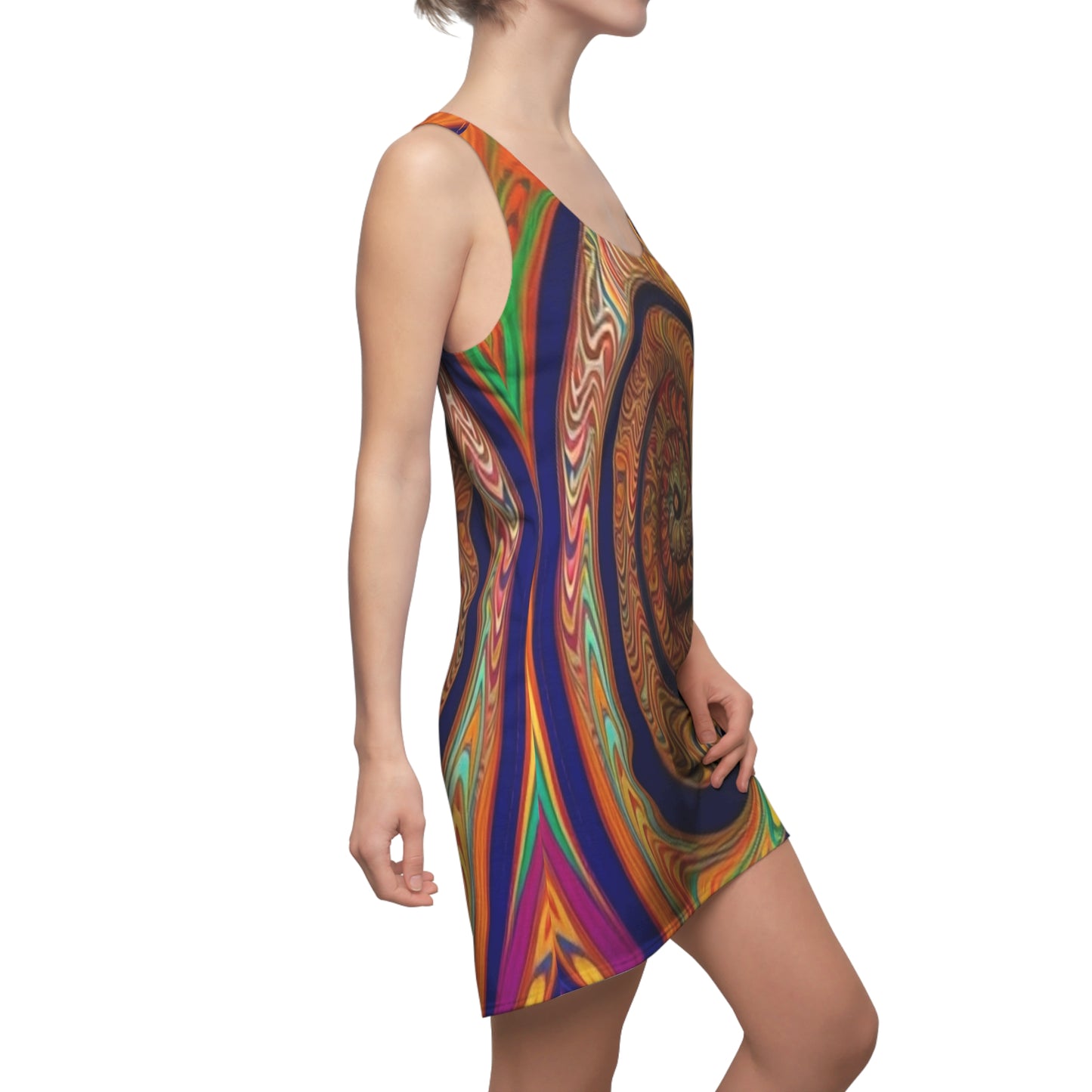 Disco Swirl Women's Cut & Sew Racerback Dress (AOP)