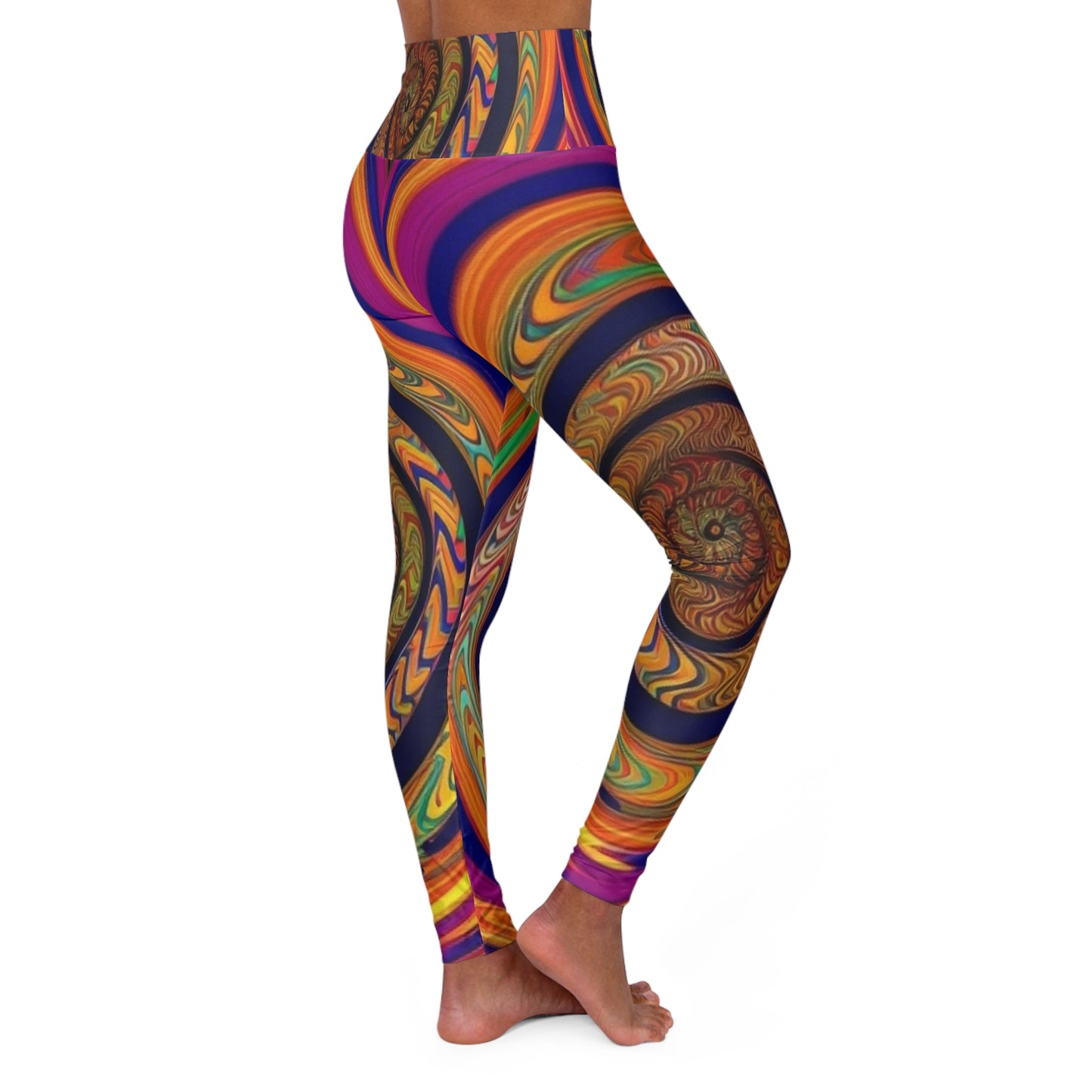 70's Swirl Alpha High Waisted Yoga Leggings (AOP)