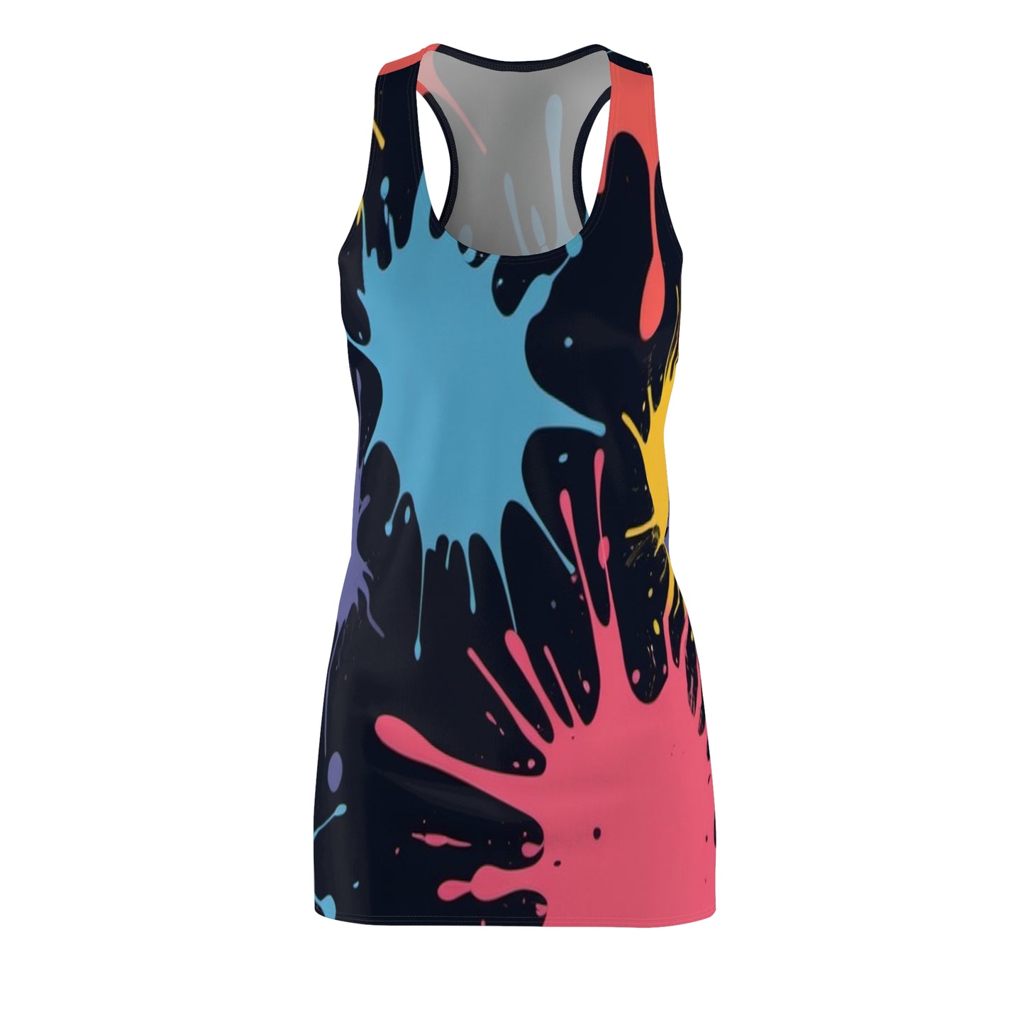 Paint Splatter Women's Cut & Sew Racerback Dress (AOP)