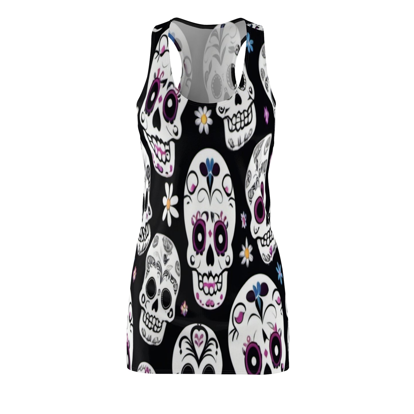 Sugar Skull Silly Women's Cut & Sew Racerback Dress (AOP)