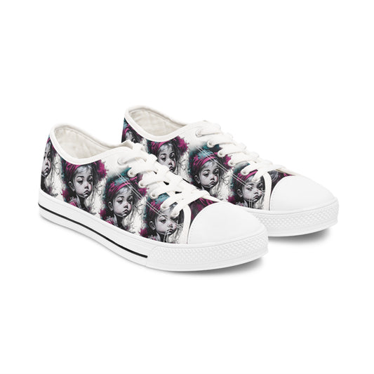 Sad Little Girl Artistic Women's Low Top Sneakers