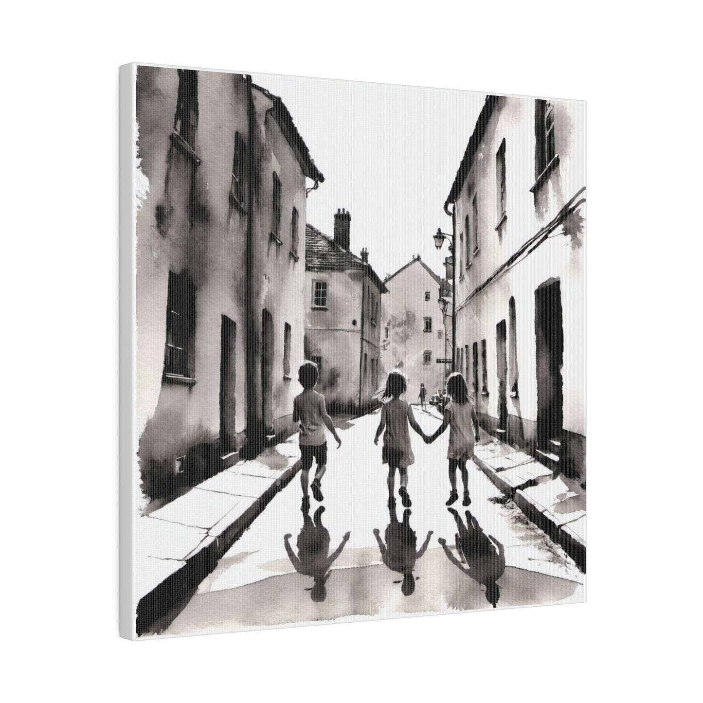 Children Playing in the Street Matte Canvas, Stretched, 0.75" Various Sizes