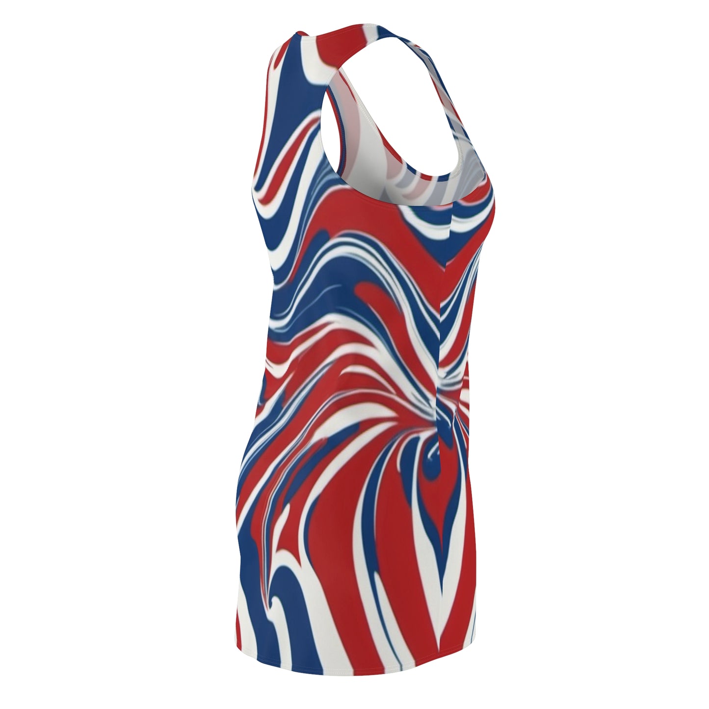 Red, White, Blue Swirl Women's Cut & Sew Racerback Dress (AOP)